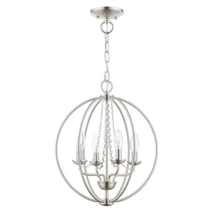 Livex Lighting 40914-91 Four Light Convertible Chandelier/ Semi-Flush, Brushed Nickel