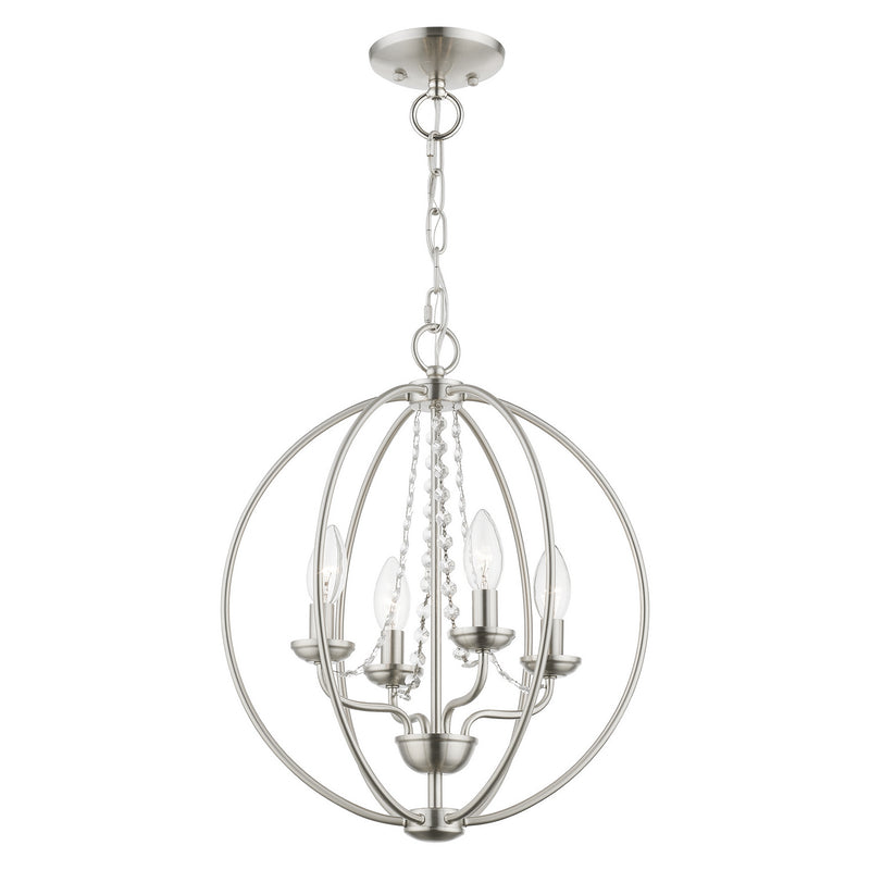 Livex Lighting 40914-91 Four Light Convertible Chandelier/ Semi-Flush, Brushed Nickel