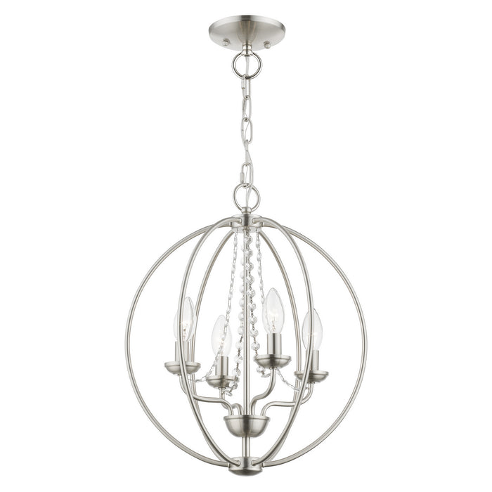 Livex Lighting 40914-91 Four Light Convertible Chandelier/ Semi-Flush, Brushed Nickel
