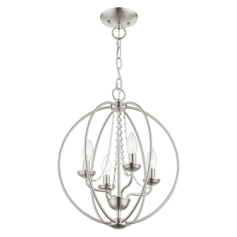 Livex Lighting 40914-91 Four Light Convertible Chandelier/ Semi-Flush, Brushed Nickel