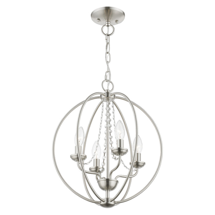 Livex Lighting 40914-91 Four Light Convertible Chandelier/ Semi-Flush, Brushed Nickel