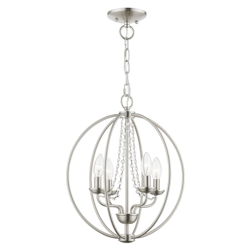 Livex Lighting 40914-91 Four Light Convertible Chandelier/ Semi-Flush, Brushed Nickel