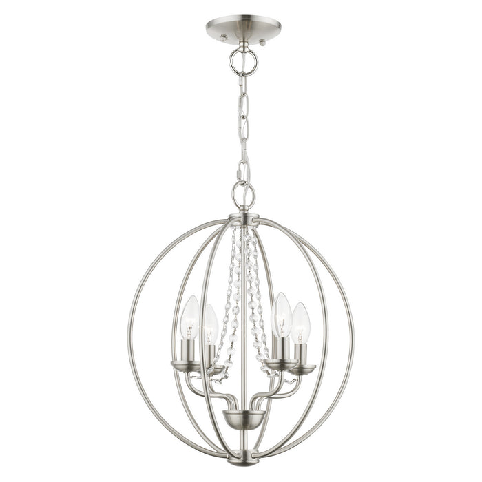 Livex Lighting 40914-91 Four Light Convertible Chandelier/ Semi-Flush, Brushed Nickel