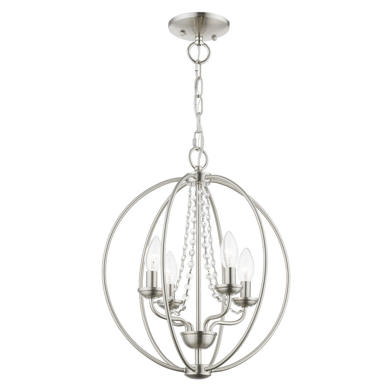 Livex Lighting 40914-91 Four Light Convertible Chandelier/ Semi-Flush, Brushed Nickel