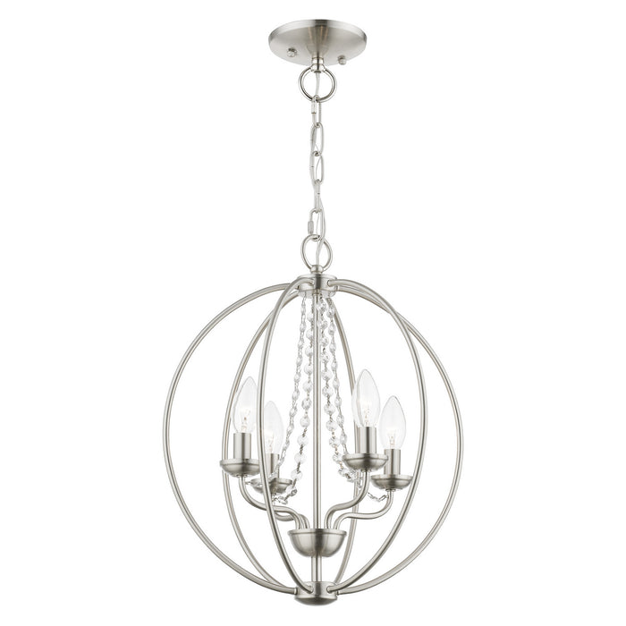 Livex Lighting 40914-91 Four Light Convertible Chandelier/ Semi-Flush, Brushed Nickel