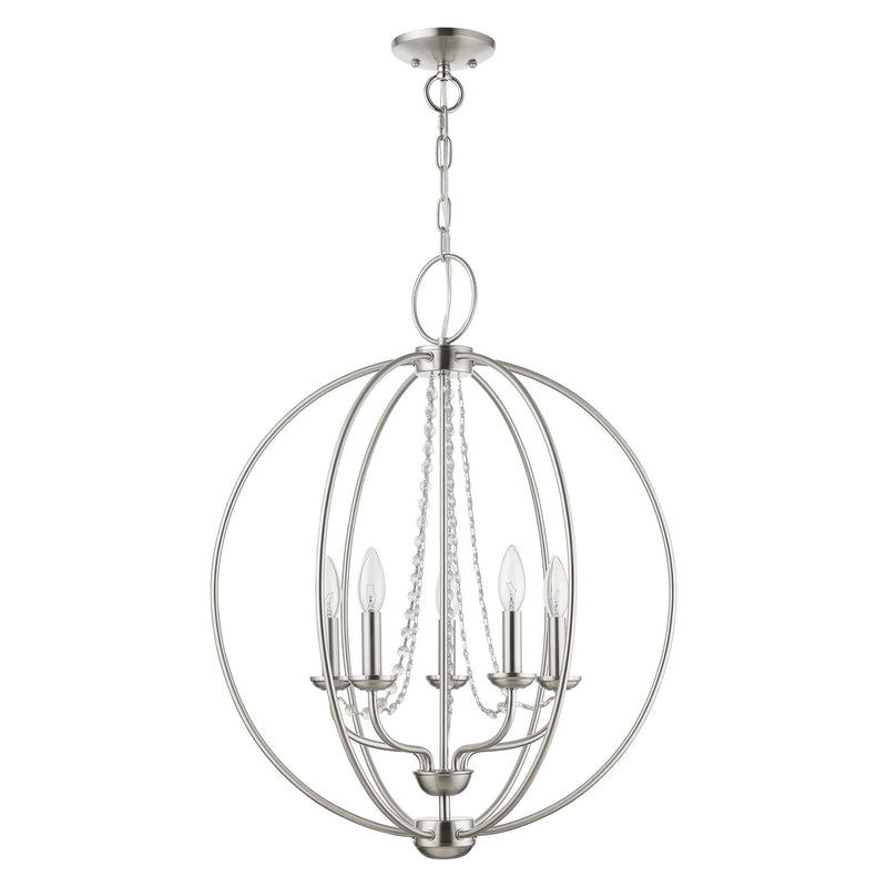 Livex Lighting 40915-91 Five Light Chandelier, Brushed Nickel