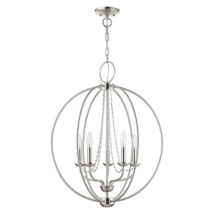 Livex Lighting 40915-91 Five Light Chandelier, Brushed Nickel