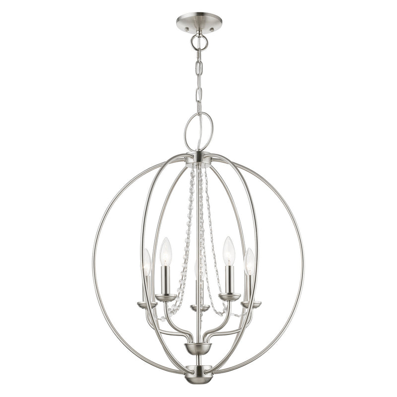 Livex Lighting 40915-91 Five Light Chandelier, Brushed Nickel