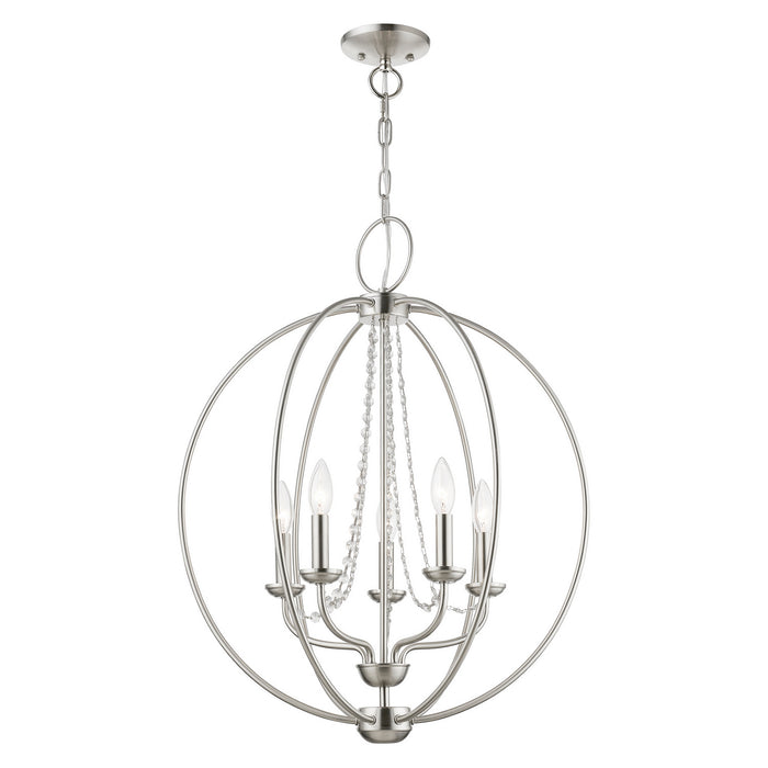Livex Lighting 40915-91 Five Light Chandelier, Brushed Nickel