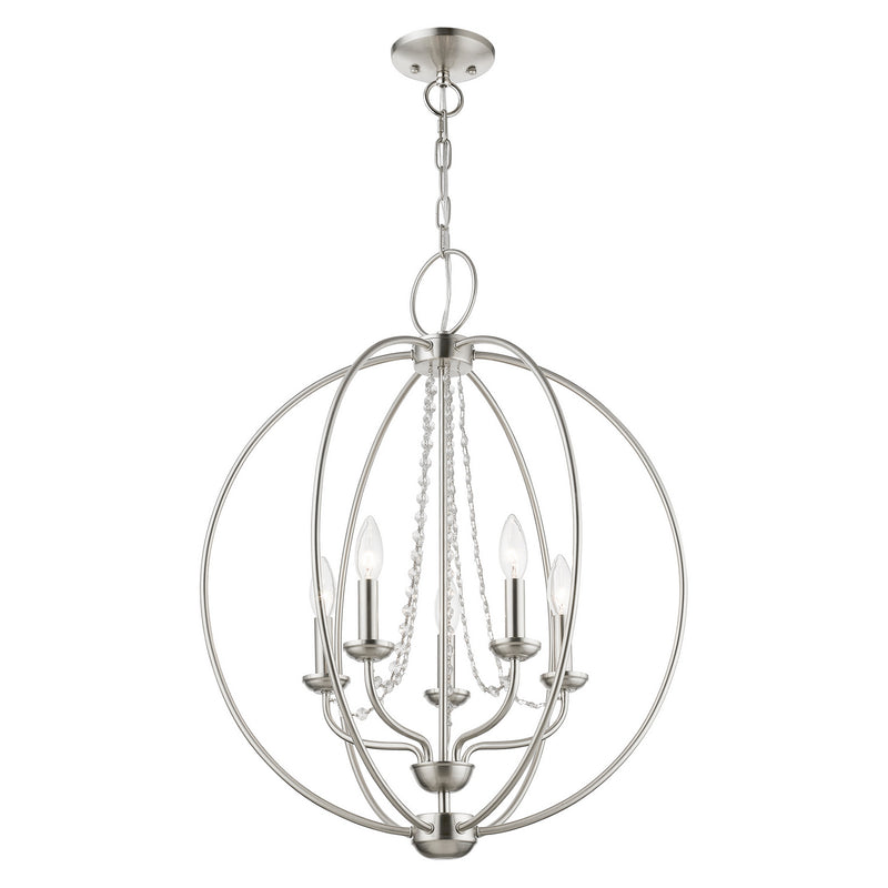 Livex Lighting 40915-91 Five Light Chandelier, Brushed Nickel
