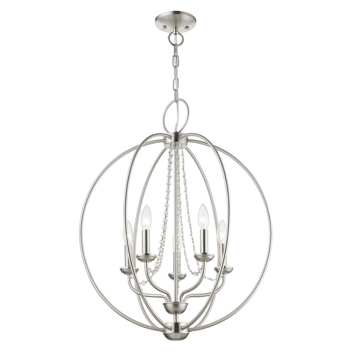 Livex Lighting 40915-91 Five Light Chandelier, Brushed Nickel
