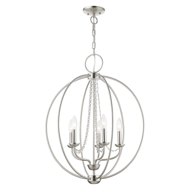 Livex Lighting 40915-91 Five Light Chandelier, Brushed Nickel