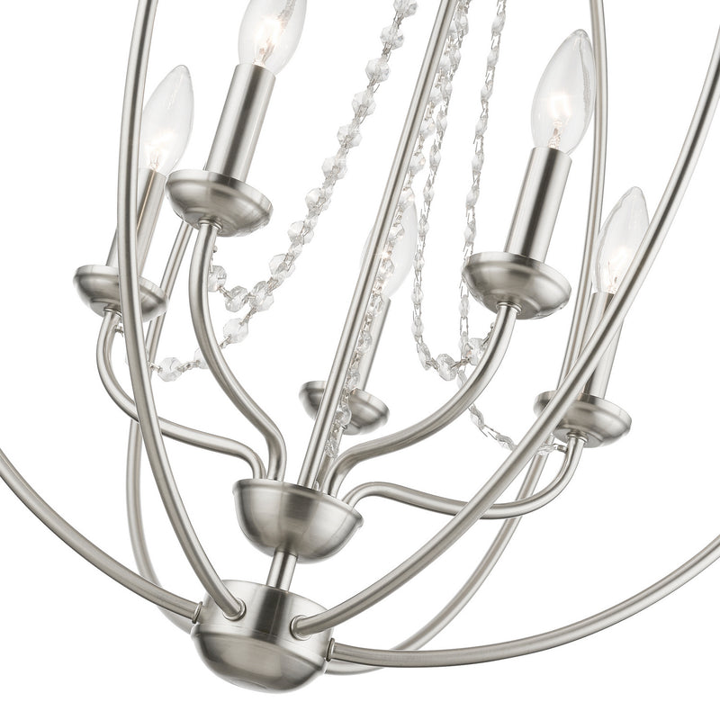 Livex Lighting 40915-91 Five Light Chandelier, Brushed Nickel