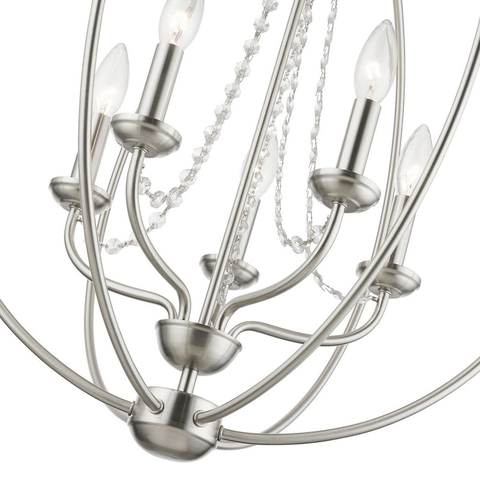 Livex Lighting 40915-91 Five Light Chandelier, Brushed Nickel