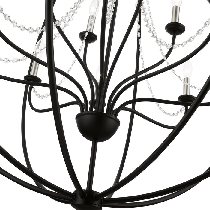 Livex Lighting 40919-04 12 Light Foyer Chandelier, Black w/Brushed Nickel Finish Candles