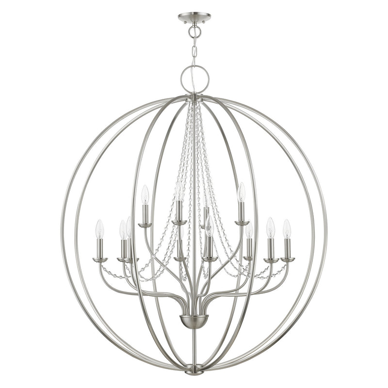 Livex Lighting 40919-91 12 Light Foyer Chandelier, Brushed Nickel