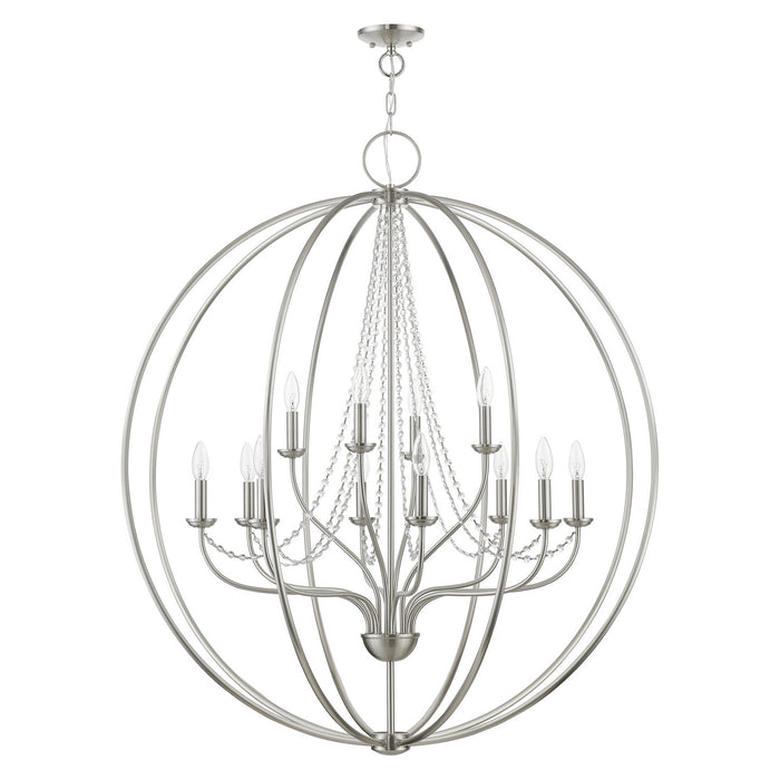 Livex Lighting 40919-91 12 Light Foyer Chandelier, Brushed Nickel