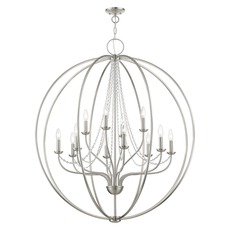 Livex Lighting 40919-91 12 Light Foyer Chandelier, Brushed Nickel