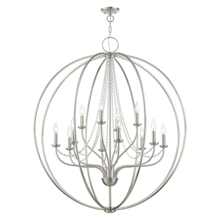 Livex Lighting 40919-91 12 Light Foyer Chandelier, Brushed Nickel