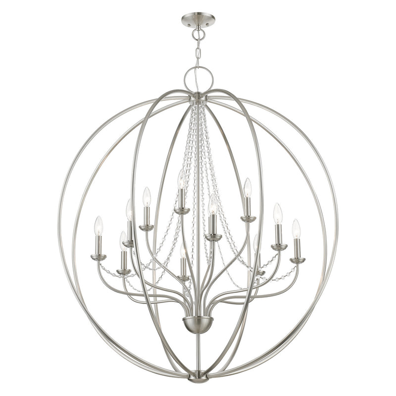 Livex Lighting 40919-91 12 Light Foyer Chandelier, Brushed Nickel