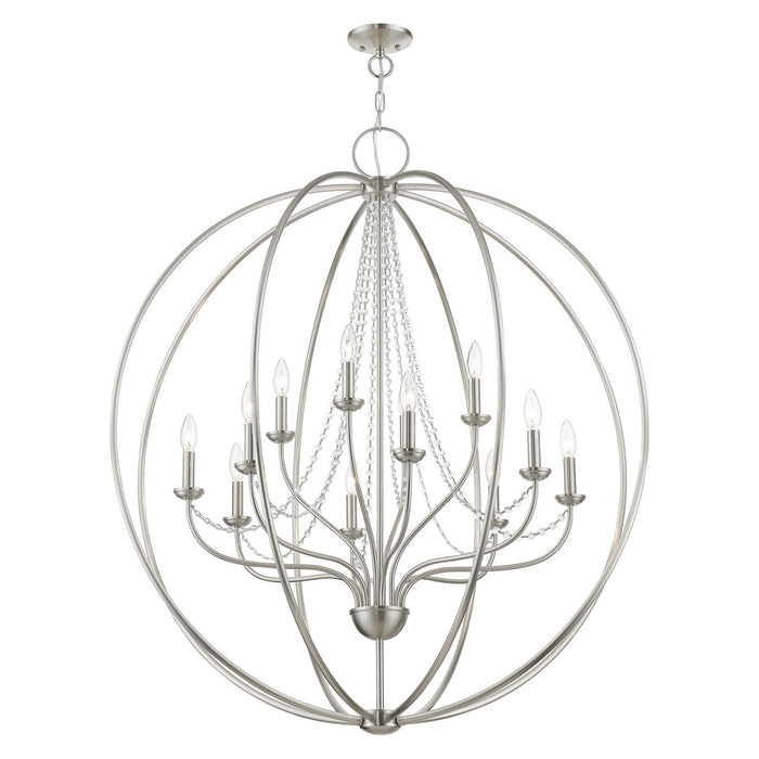 Livex Lighting 40919-91 12 Light Foyer Chandelier, Brushed Nickel