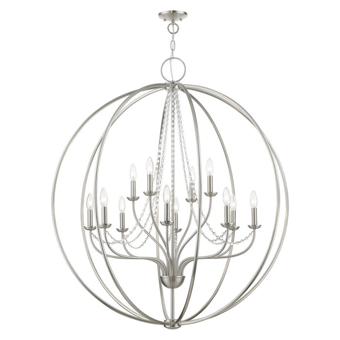 Livex Lighting 40919-91 12 Light Foyer Chandelier, Brushed Nickel