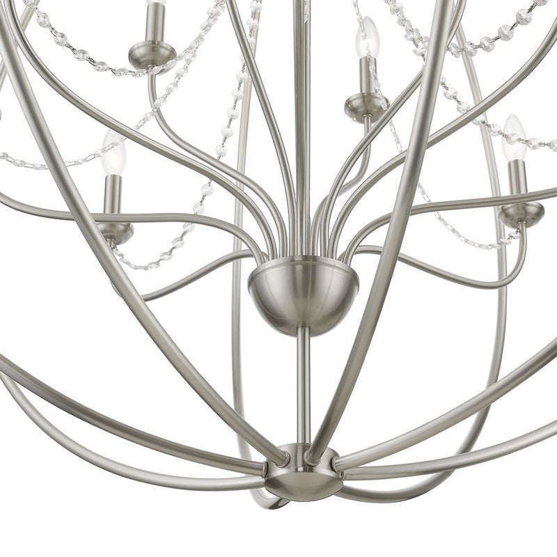 Livex Lighting 40919-91 12 Light Foyer Chandelier, Brushed Nickel