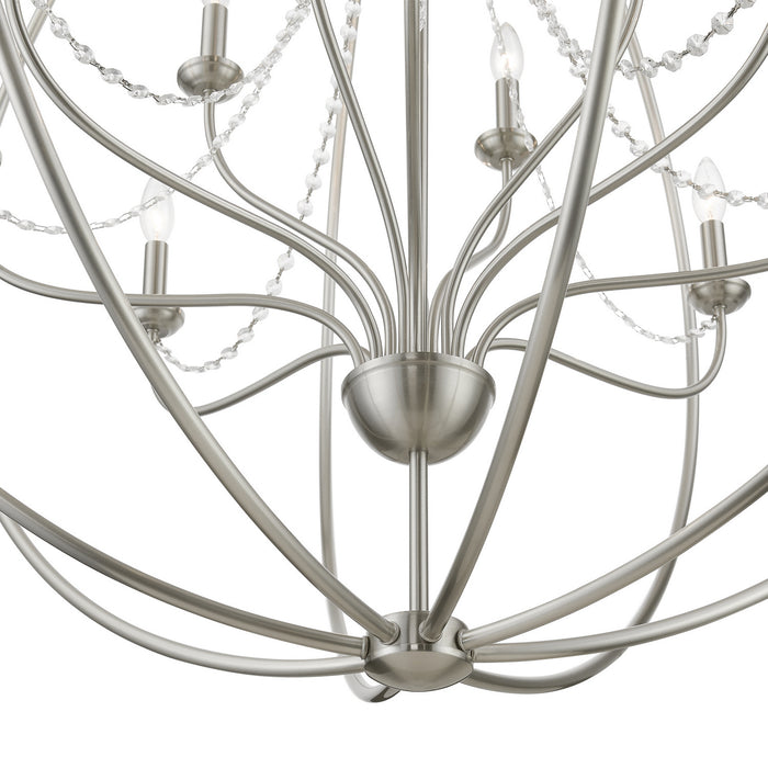 Livex Lighting 40919-91 12 Light Foyer Chandelier, Brushed Nickel