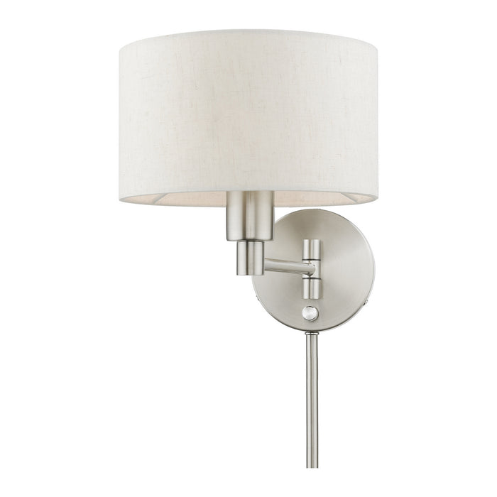 Livex Lighting 40940-91 One Light Swing Arm Wall Lamp, Brushed Nickel