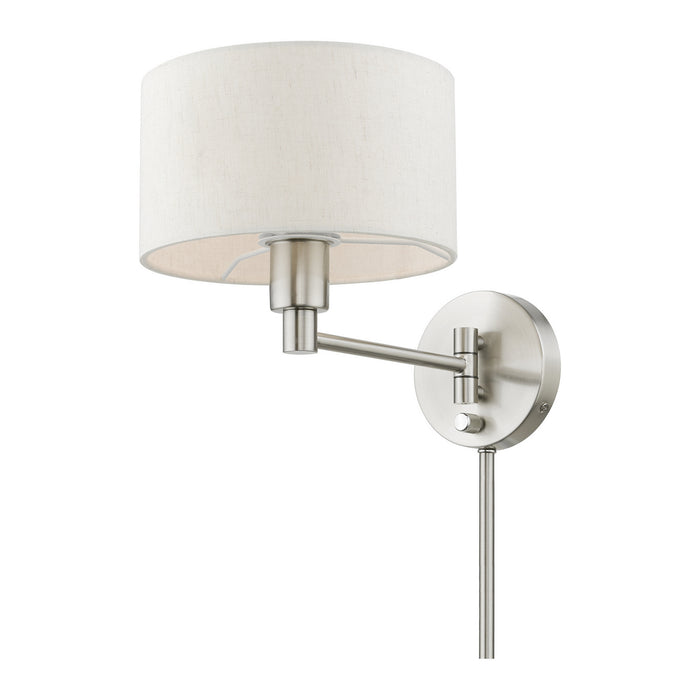 Livex Lighting 40940-91 One Light Swing Arm Wall Lamp, Brushed Nickel