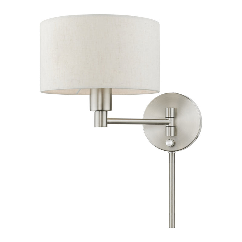 Livex Lighting 40940-91 One Light Swing Arm Wall Lamp, Brushed Nickel