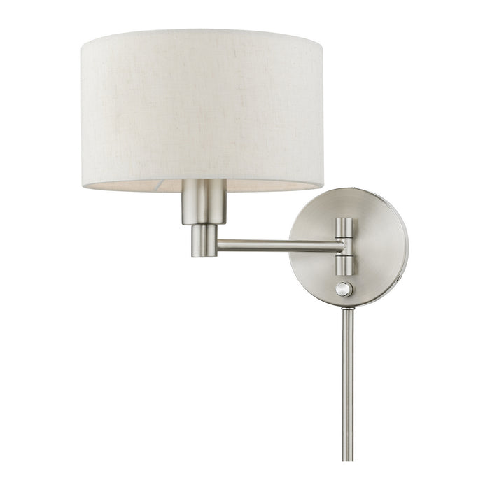 Livex Lighting 40940-91 One Light Swing Arm Wall Lamp, Brushed Nickel