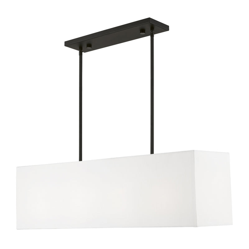 Livex Lighting 41155-04 Four Light Linear Chandelier, Black