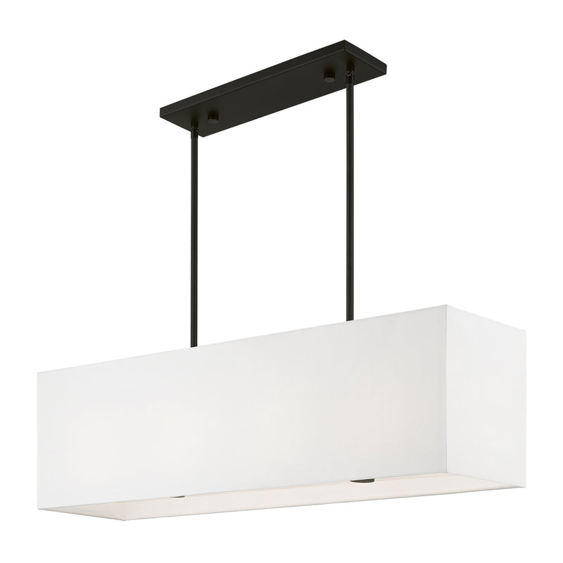 Livex Lighting 41155-04 Four Light Linear Chandelier, Black