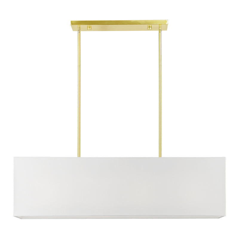 Livex Lighting 41155-12 Four Light Linear Chandelier, Satin Brass