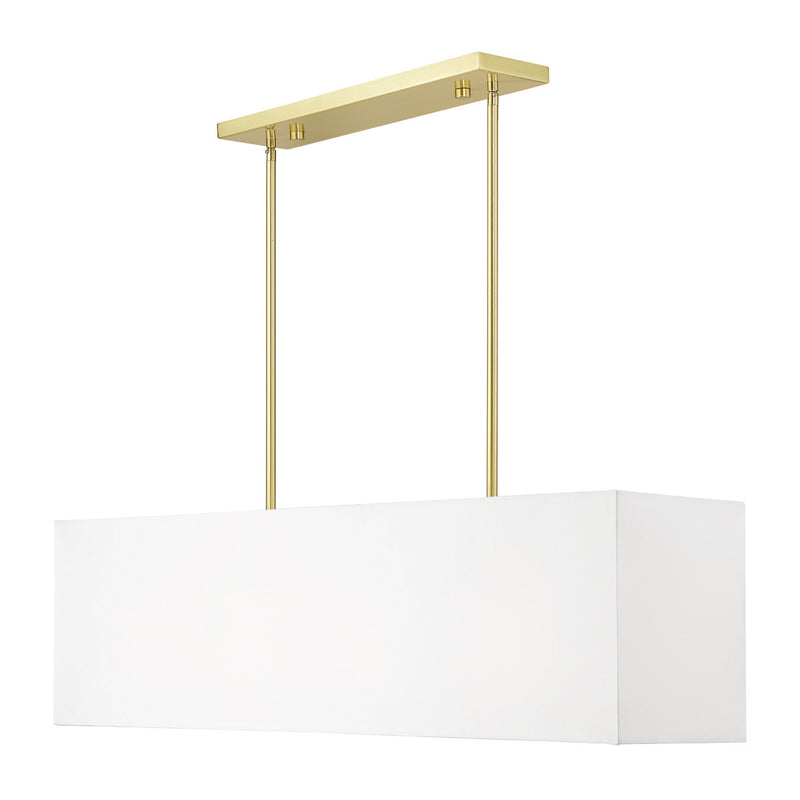 Livex Lighting 41155-12 Four Light Linear Chandelier, Satin Brass