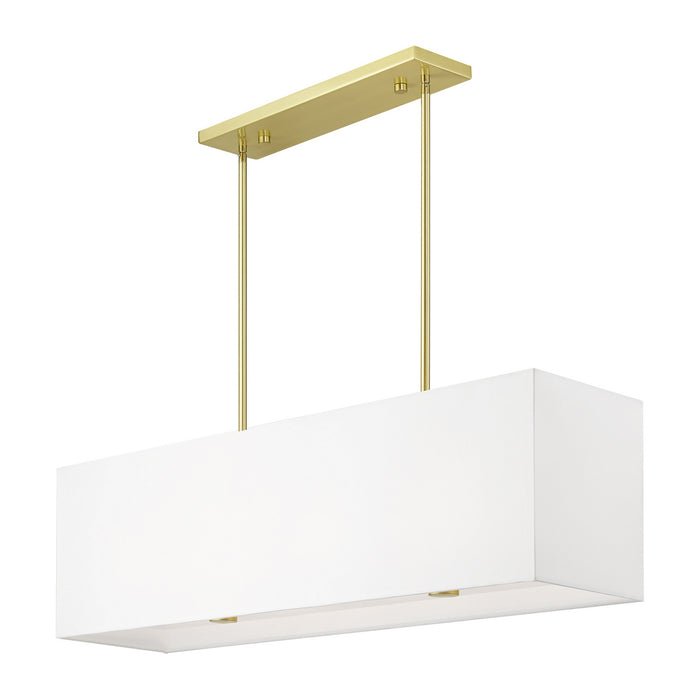 Livex Lighting 41155-12 Four Light Linear Chandelier, Satin Brass