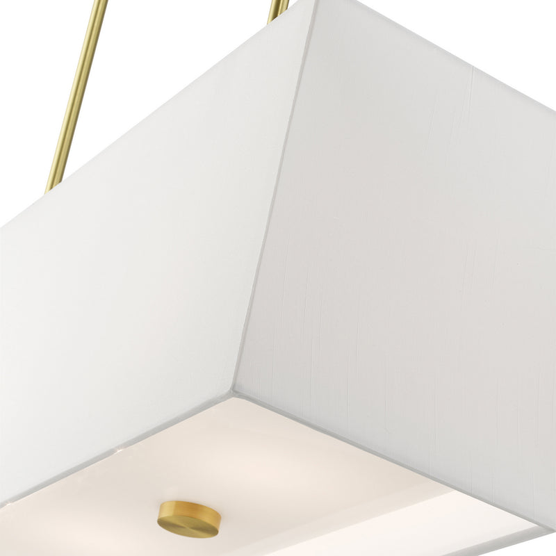 Livex Lighting 41155-12 Four Light Linear Chandelier, Satin Brass