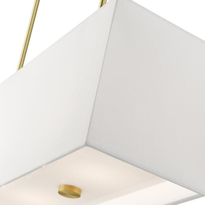 Livex Lighting 41155-12 Four Light Linear Chandelier, Satin Brass