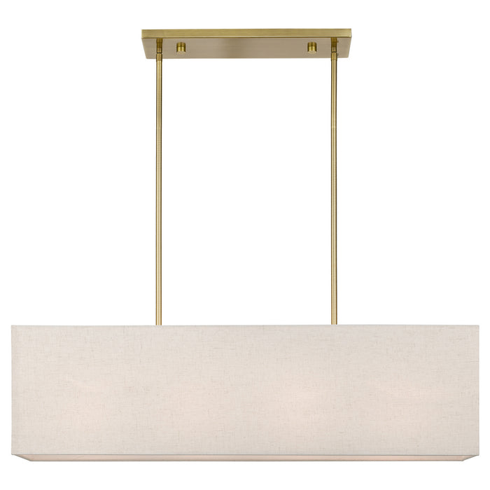 Livex Lighting 41156-01 Four Light Linear Chandelier, Antique Brass