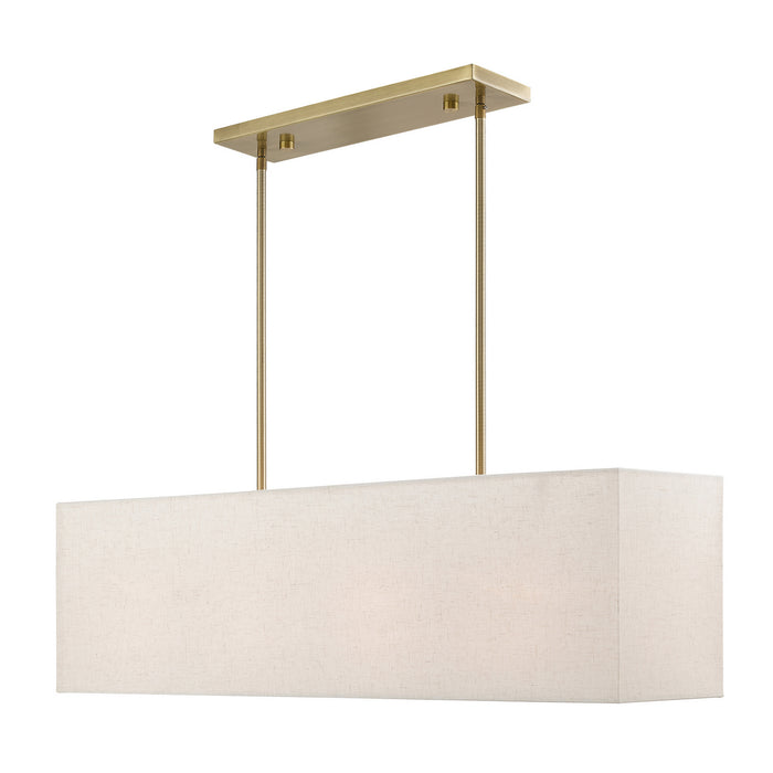 Livex Lighting 41156-01 Four Light Linear Chandelier, Antique Brass