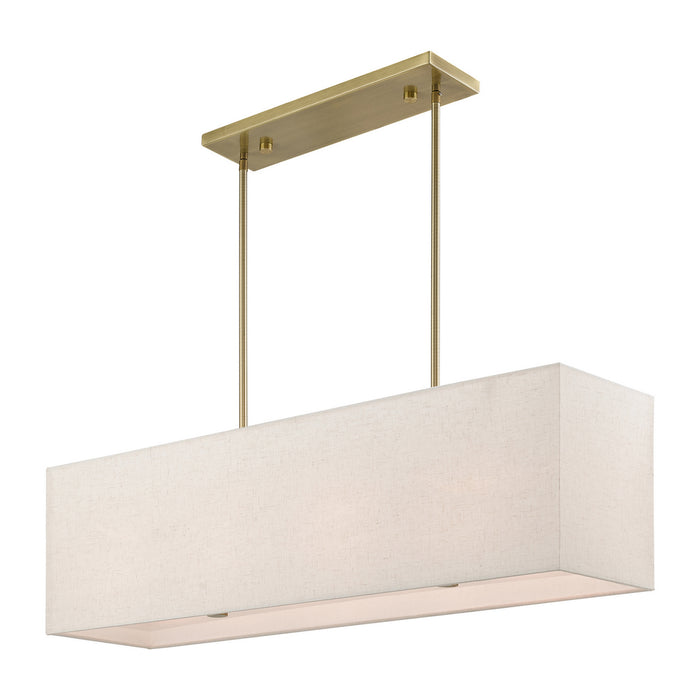 Livex Lighting 41156-01 Four Light Linear Chandelier, Antique Brass