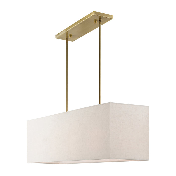 Livex Lighting 41156-01 Four Light Linear Chandelier, Antique Brass