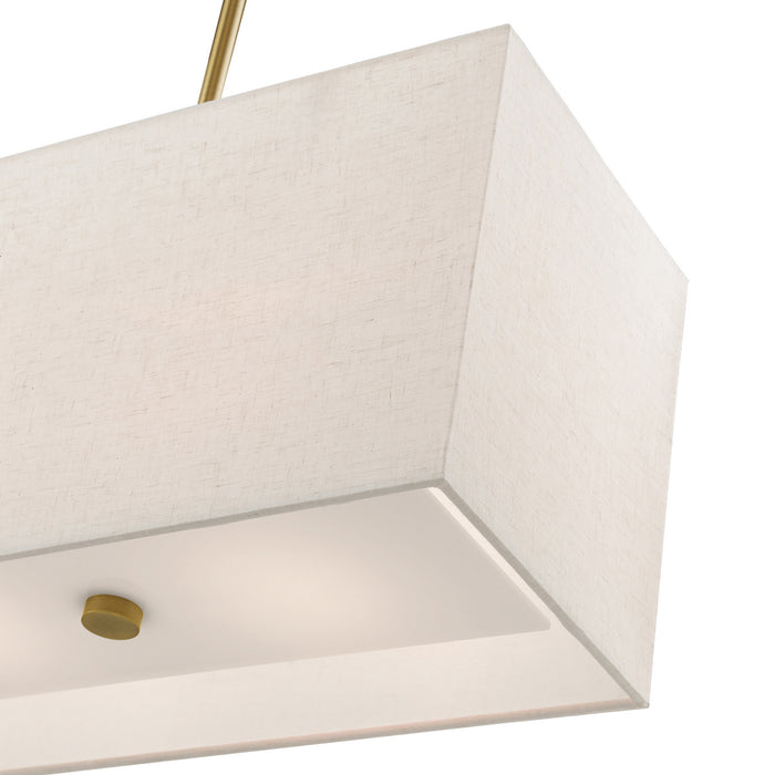 Livex Lighting 41156-01 Four Light Linear Chandelier, Antique Brass