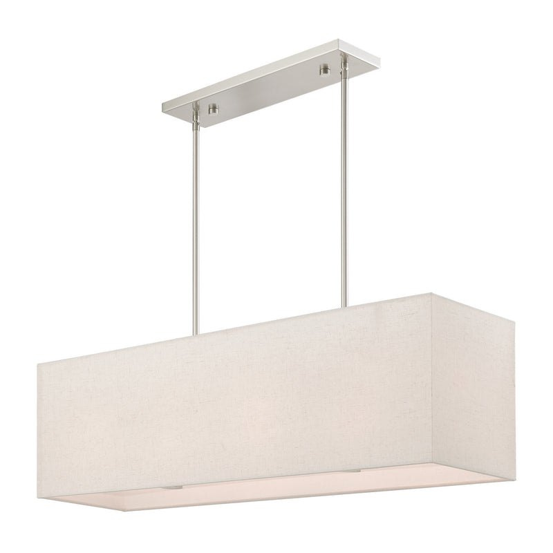 Livex Lighting 41156-91 Four Light Linear Chandelier, Brushed Nickel