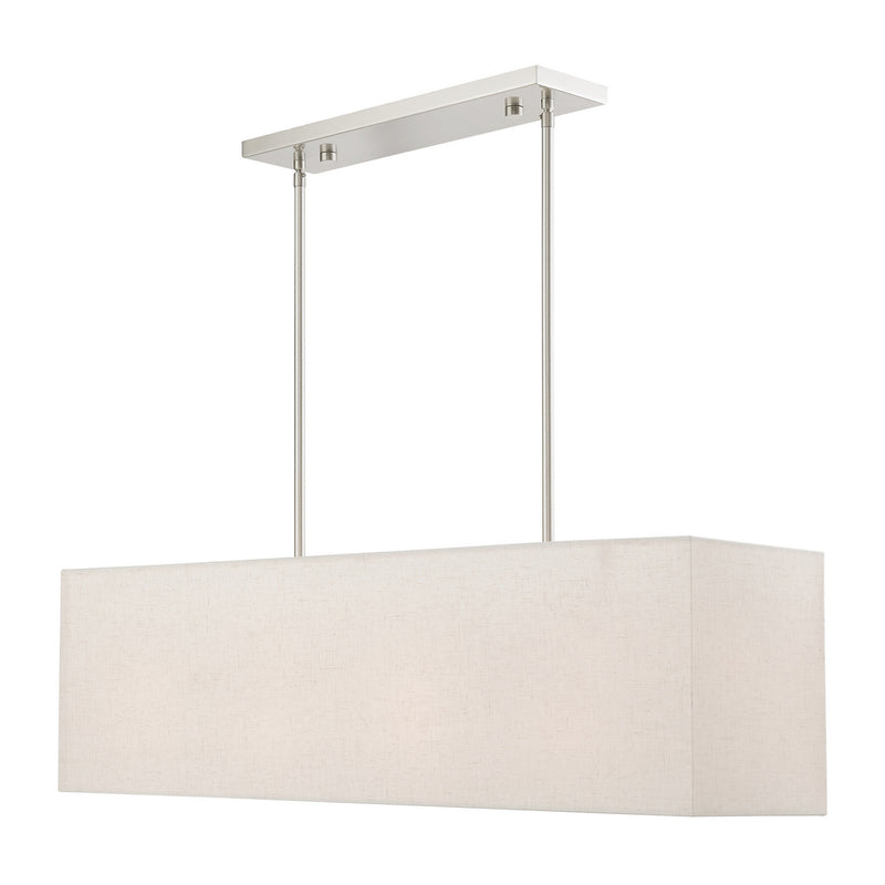 Livex Lighting 41156-91 Four Light Linear Chandelier, Brushed Nickel