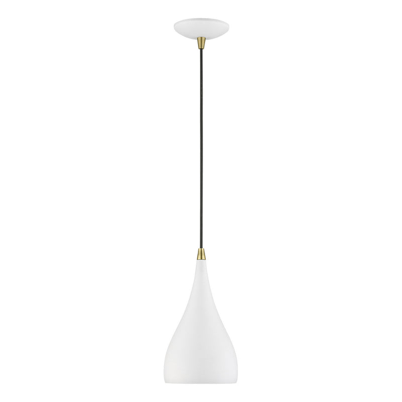 Livex Lighting 41171-13 One Light Mini Pendant, Textured White w/Antique Brass