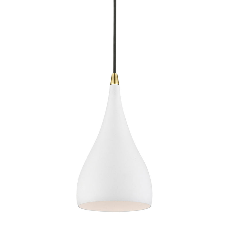 Livex Lighting 41171-13 One Light Mini Pendant, Textured White w/Antique Brass