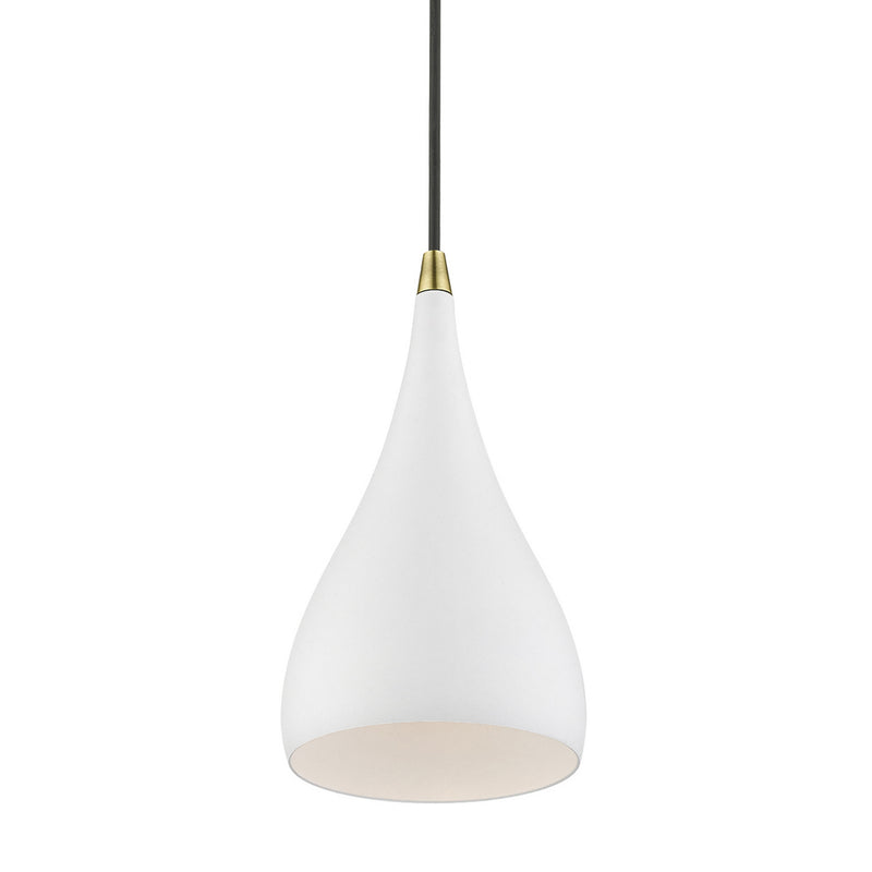Livex Lighting 41171-13 One Light Mini Pendant, Textured White w/Antique Brass
