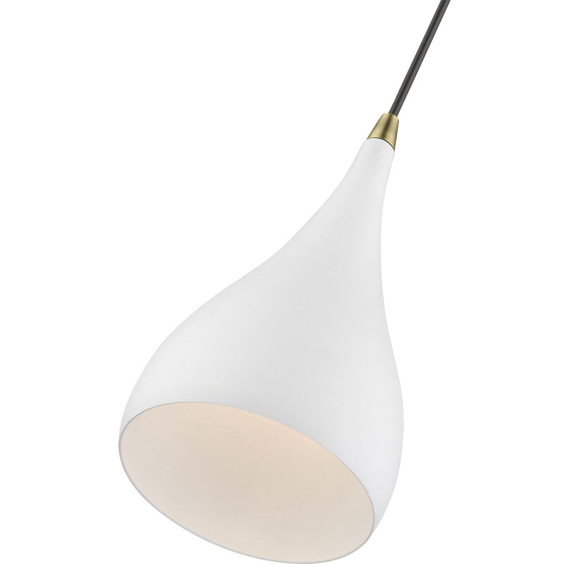 Livex Lighting 41171-13 One Light Mini Pendant, Textured White w/Antique Brass